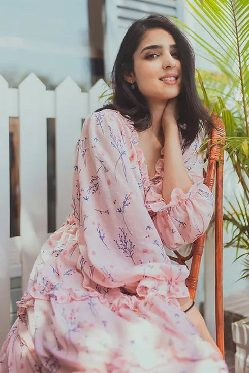 Floral Pink Midi Dress